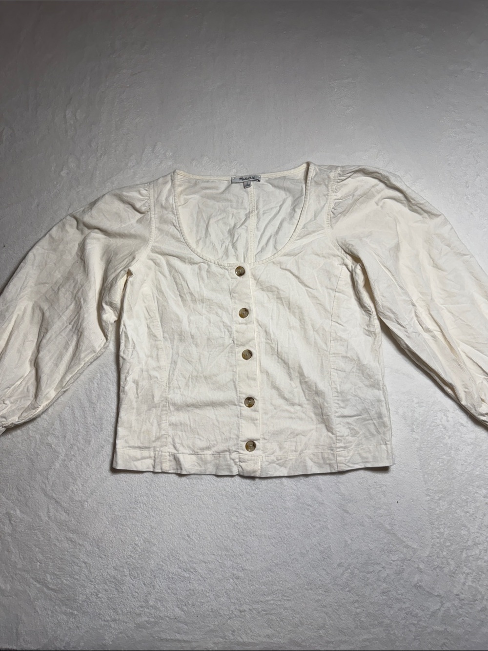 Madewell Cream Button-Front Scoop Neck Top